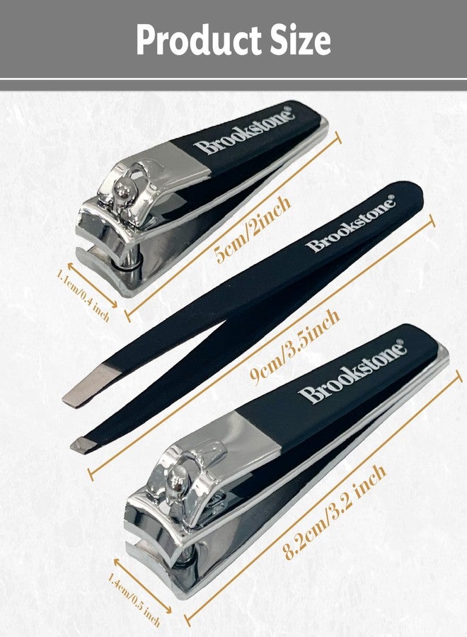 بروكستون مجموعة مقص أظافر بروكستون - مقص أظافر وقاطع أظافر فاخر من الفولاذ المقاوم للصدأ مع مقبض مطاطي مانع للانزلاق، يتضمن علبة وملقط، مقصان للأظافر للعناية الدقيقة - Image 2